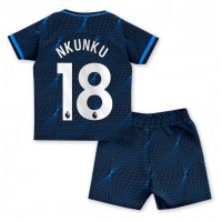 Camisa de time de futebol Chelsea Christopher Nkunku #18 Replicas 2º Equipamento Infantil 2023-24 Manga Curta (+ Calças curtas)